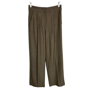 Express Brown Herringbone Trouser Super High-Rise Pleat Work Pants Size 4S